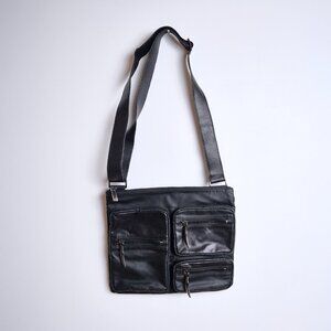 Kien Leather & Waxed Cotton Crossbody - Black (NEW)